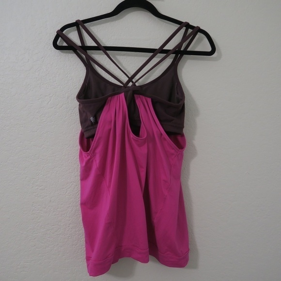 Athleta Pink Hidden Agenda Berry‎ Brown Racerback Tank Top Athletic - Picture 6 of 10